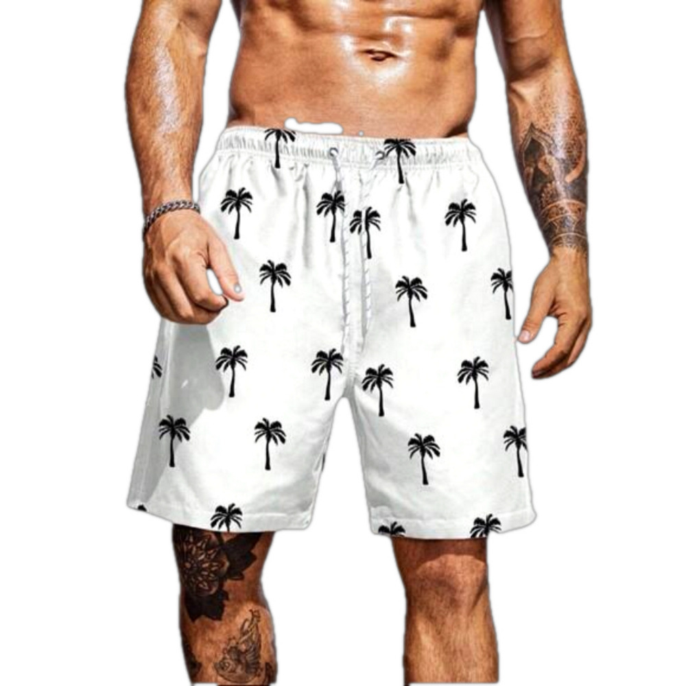 ☀️SHEIN MENS XXL COCONUT TREES PRINT DRAWSTRING SWIM TRUNK